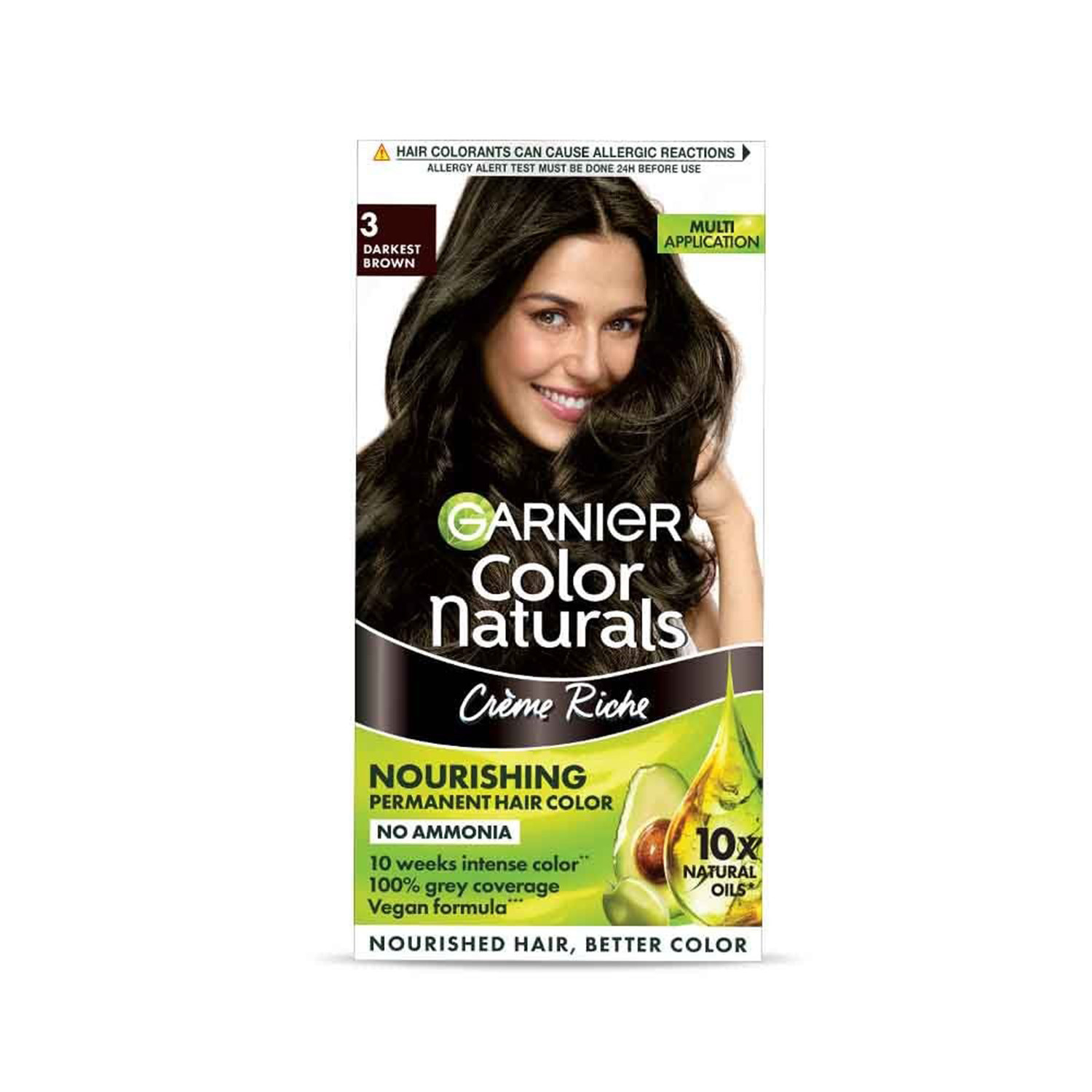 Garnier Color Naturals Creme Riche Nourishing Permanent Hair Color - 3 Darkest Brown 70ml+60g