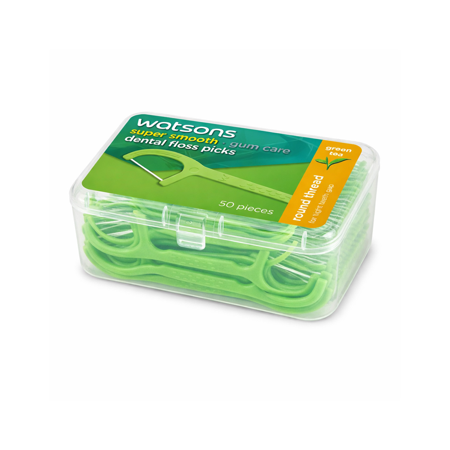 Watsons Super Smooth Round Thread Dental Floss Green Tea Toothpick 50pcs