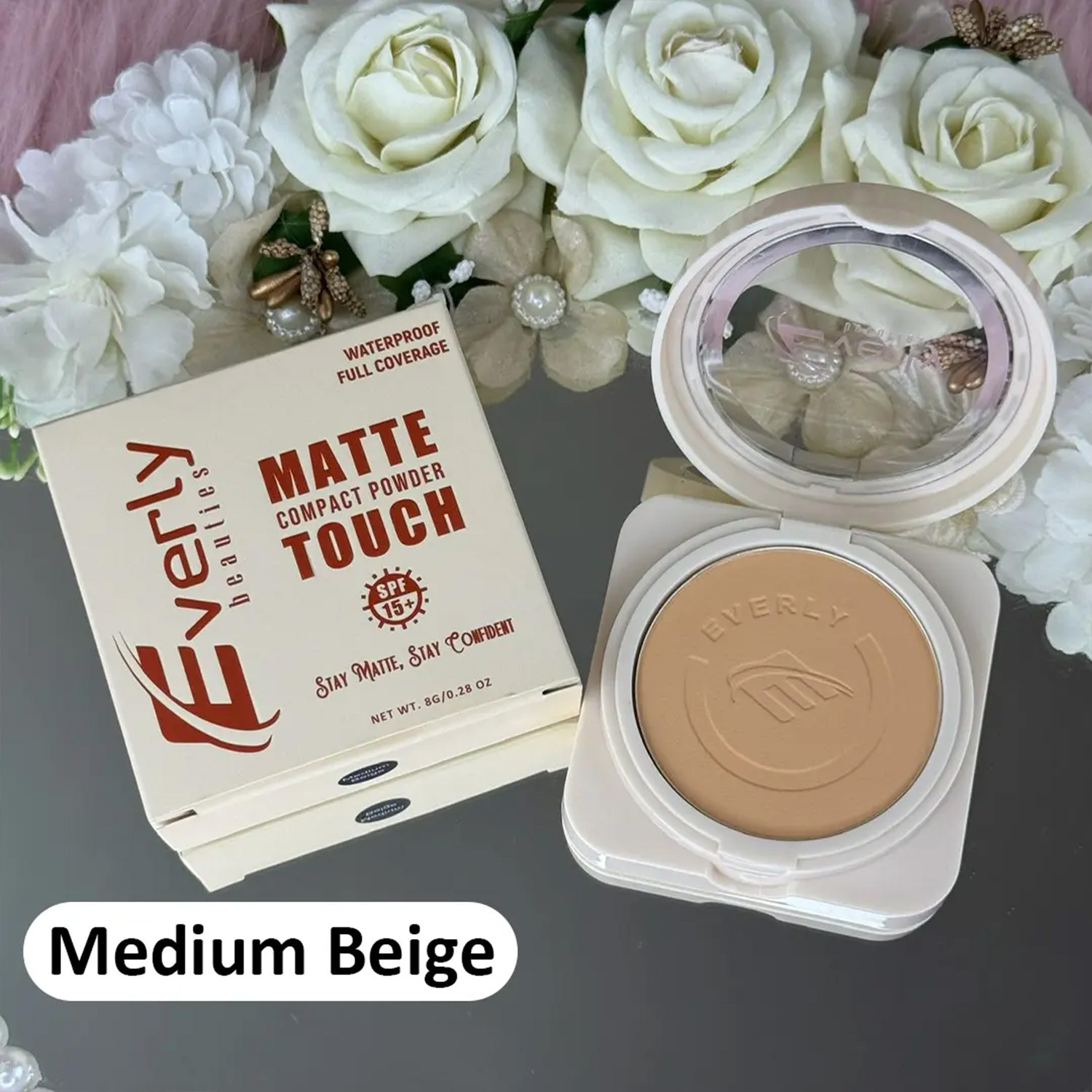 Everly Beauties Matte Touch Compact Powder - Medium Beige