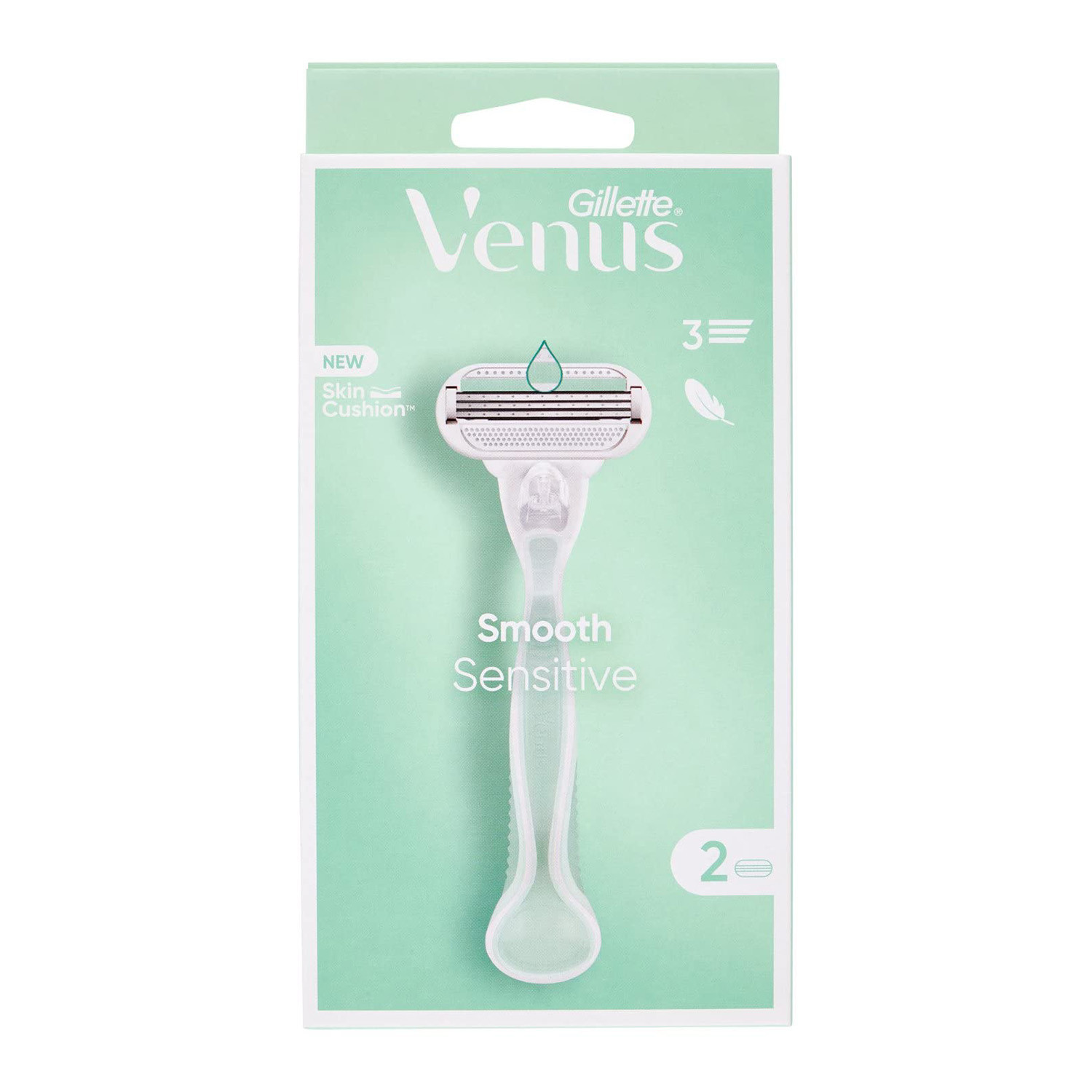 Gillette Venus Smooth Sensitive Women's Shaver with 2 Razor Blades