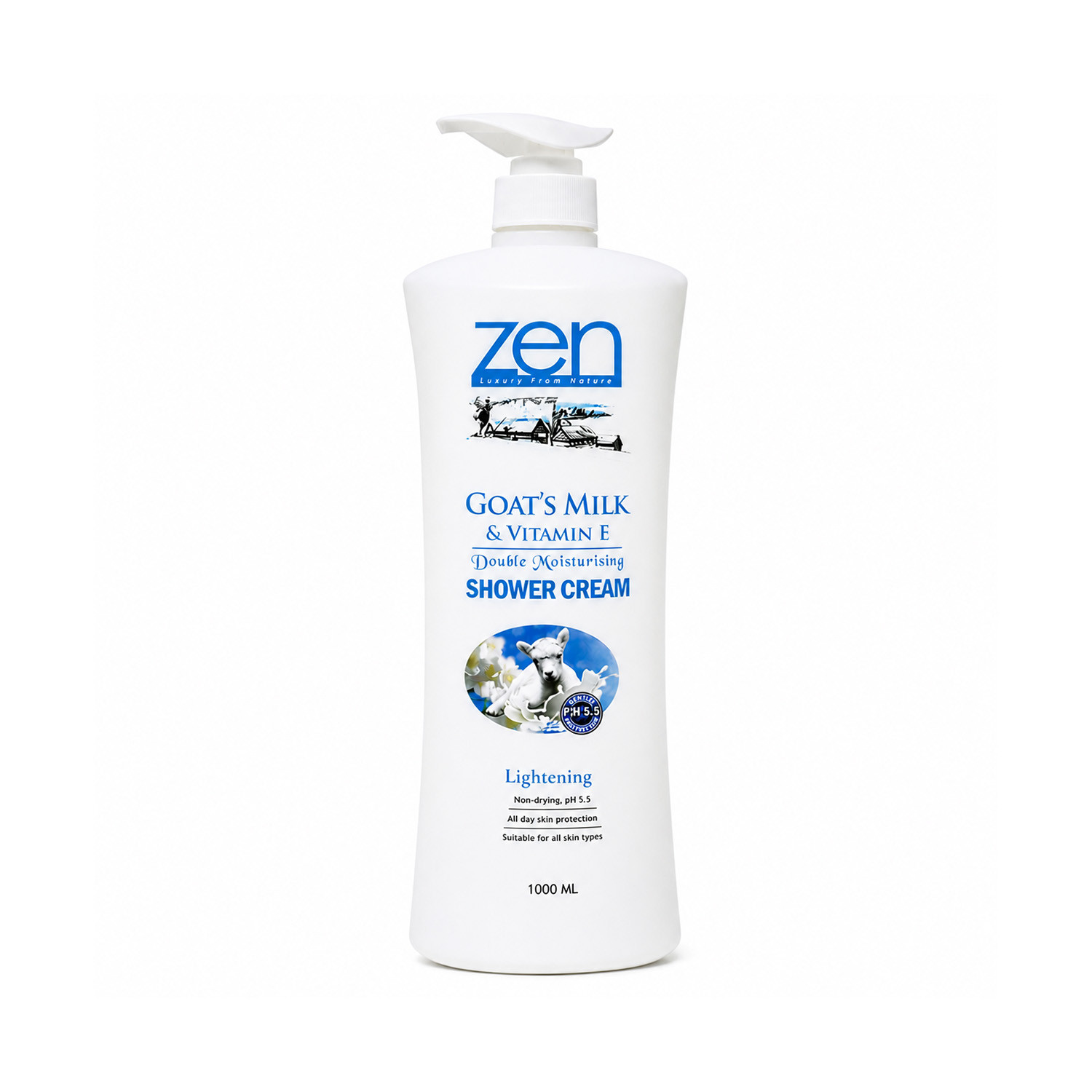 Zen Garden Goat's Milk & Vitamin E Deep Moisturising Lightening Shower Cream 1000ml