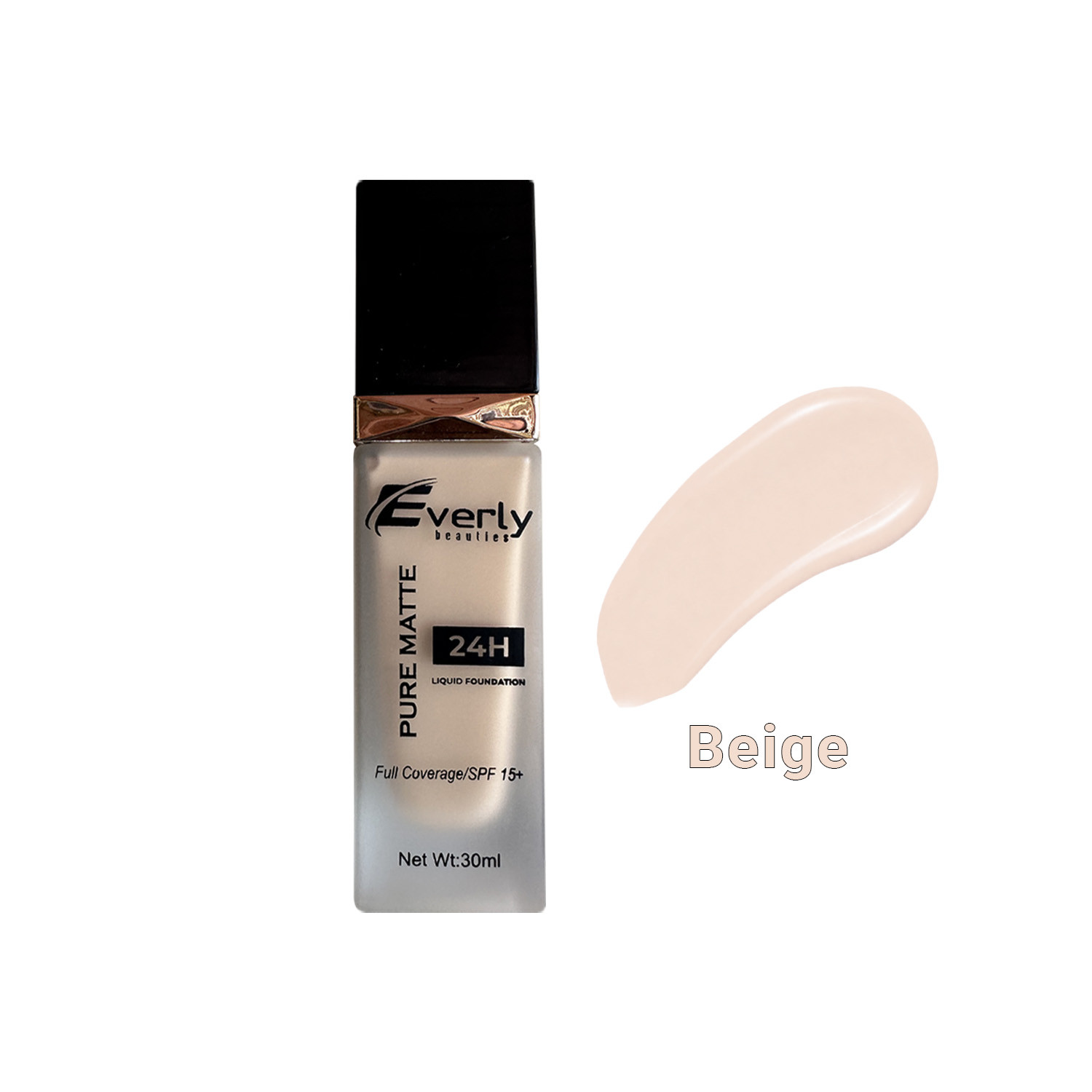Everly Pure Matte Full Coverage Liquid Foundation 24H SPF15 - Beige