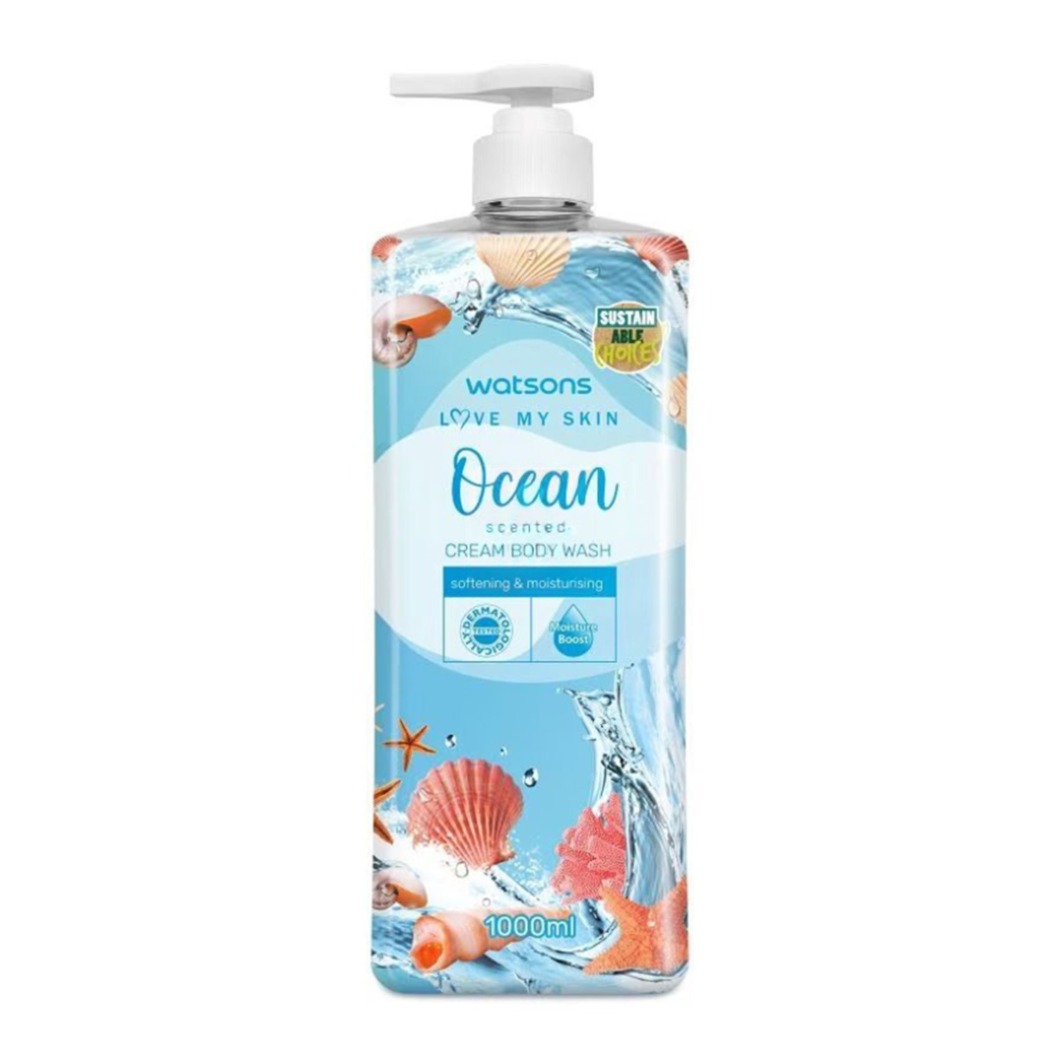 Watsons Love My Skin Ocean Scented Cream Body Wash 1000ml