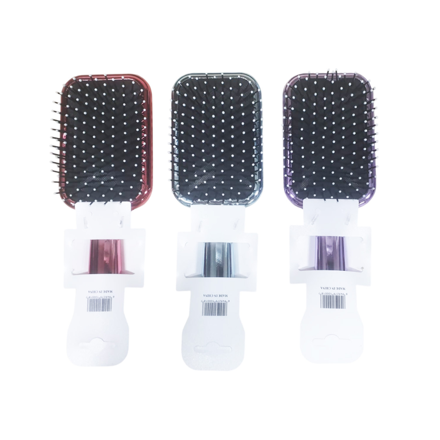Multicolor Square Shape Hair Brush With Mirror