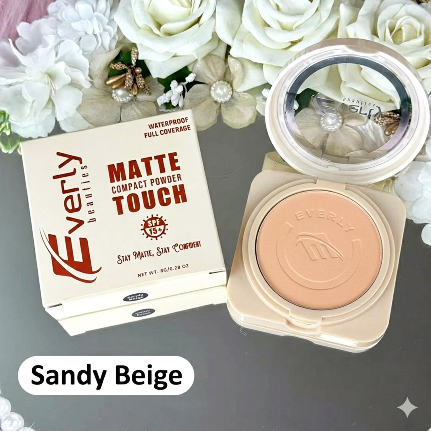 Everly Beauties Matte Touch Compact Powder - Sandy Beige