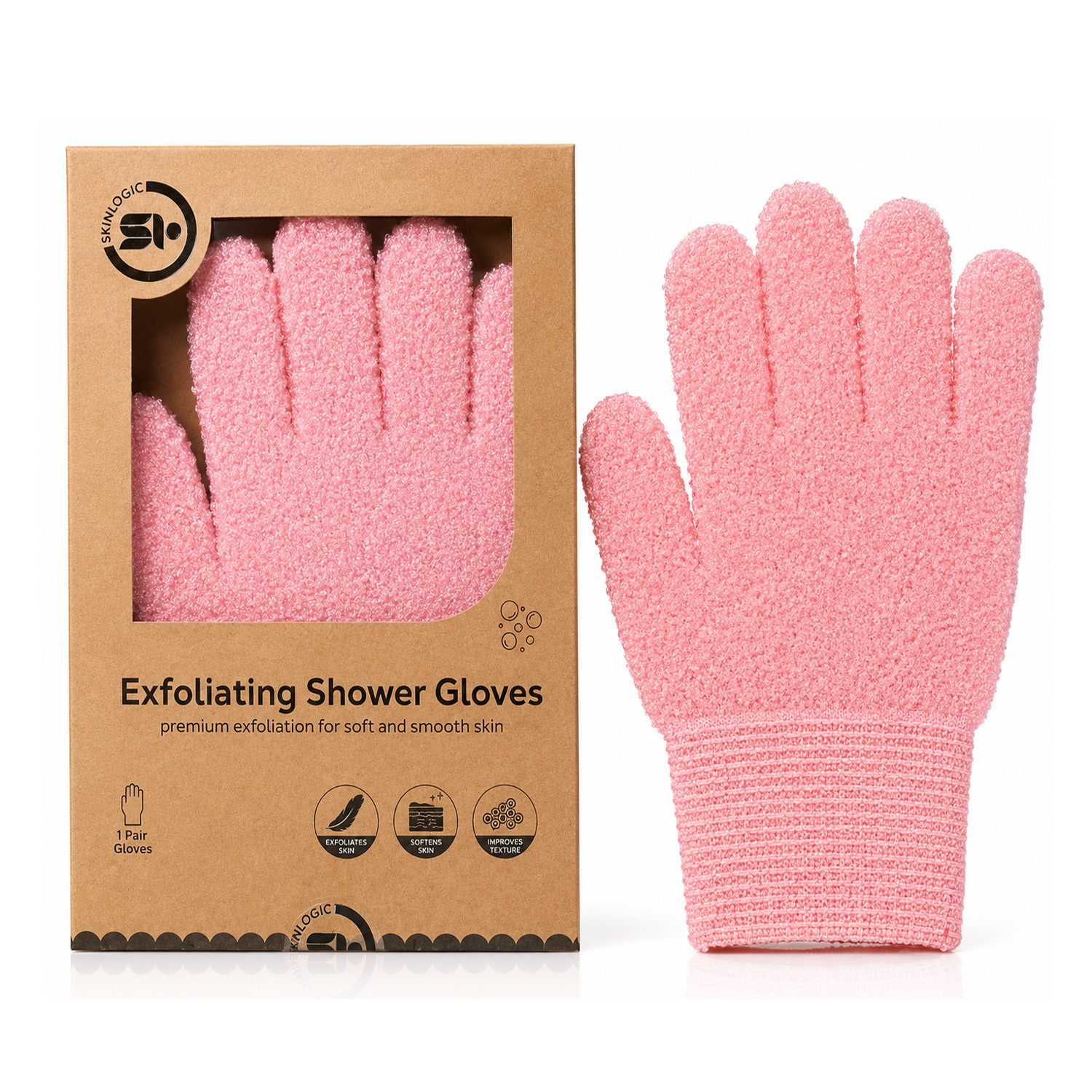 Skinlogic Exfoliating Shower Gloves 1 Pair