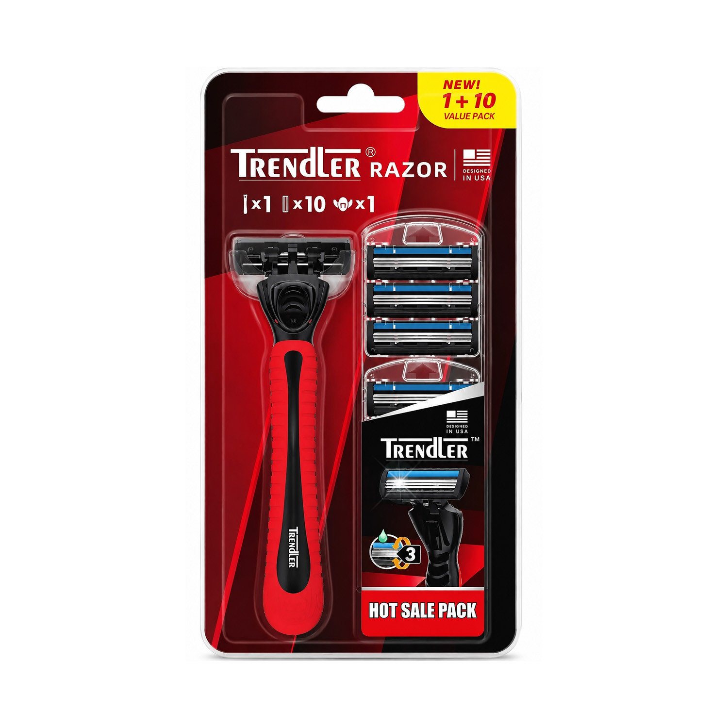 Trendler Razor 1+10 Value Pack Handle with 10 Replacement Cartridges