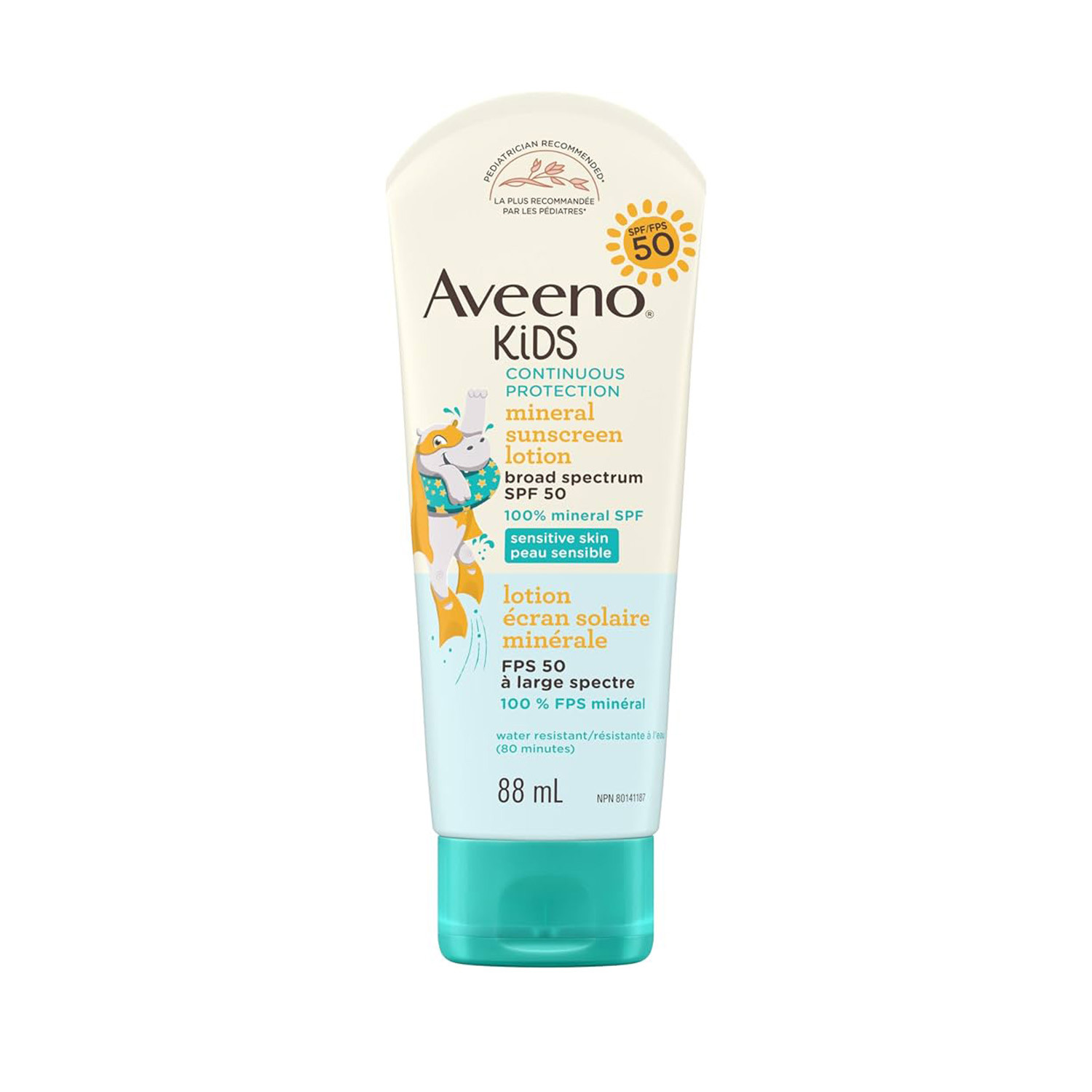 Aveeno Kids Continuous Protection Mineral Sunscreen Lotion SPF 50 88ml