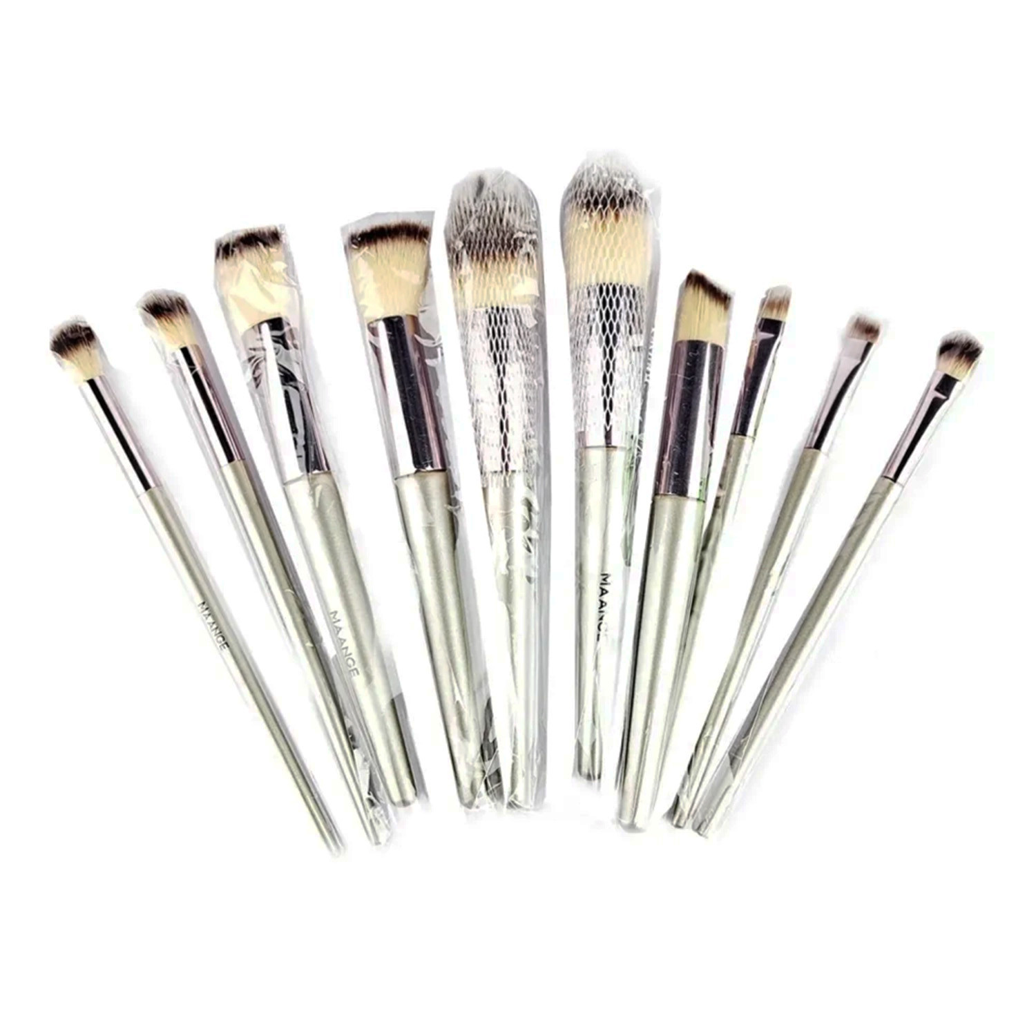 Maange Soft Touch Multiple Combinations 10pcs Makeup Brush Set – Ash Color
