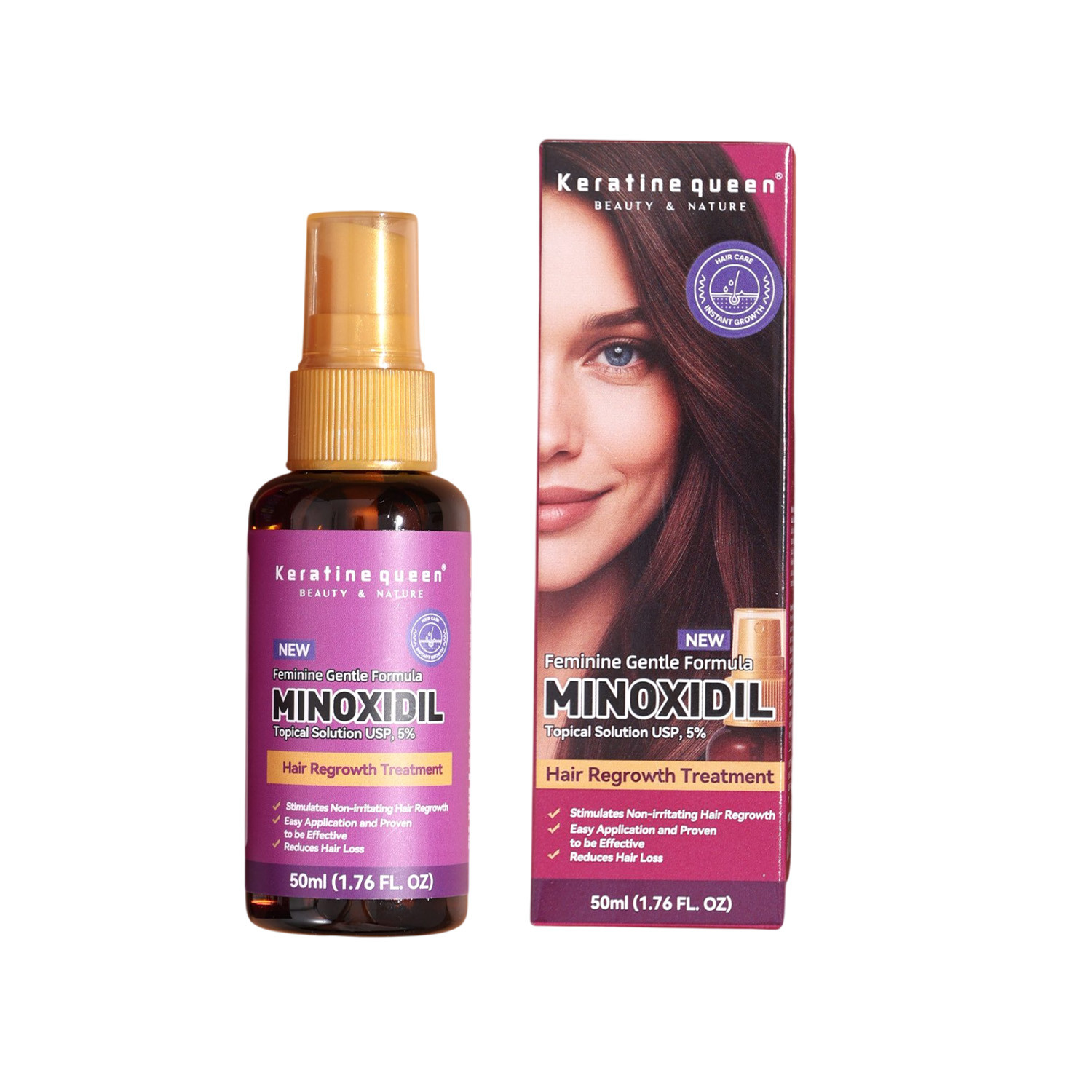 Keratin Queen Feminine Gentle Formula Minoxidil Hair Regrowth Treatment 50ml