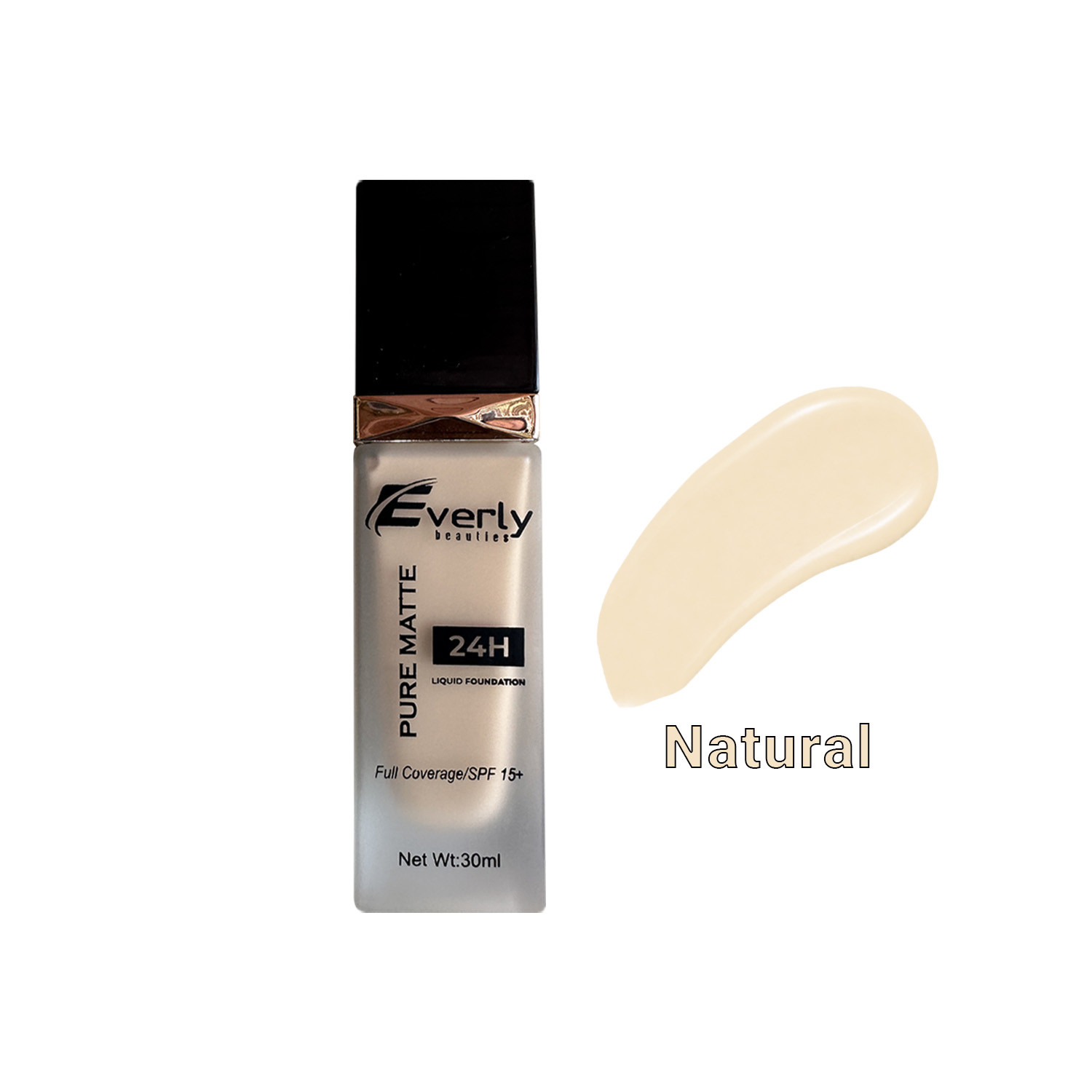 Everly Pure Matte Full Coverage Liquid Foundation 24H SPF15 - Natural