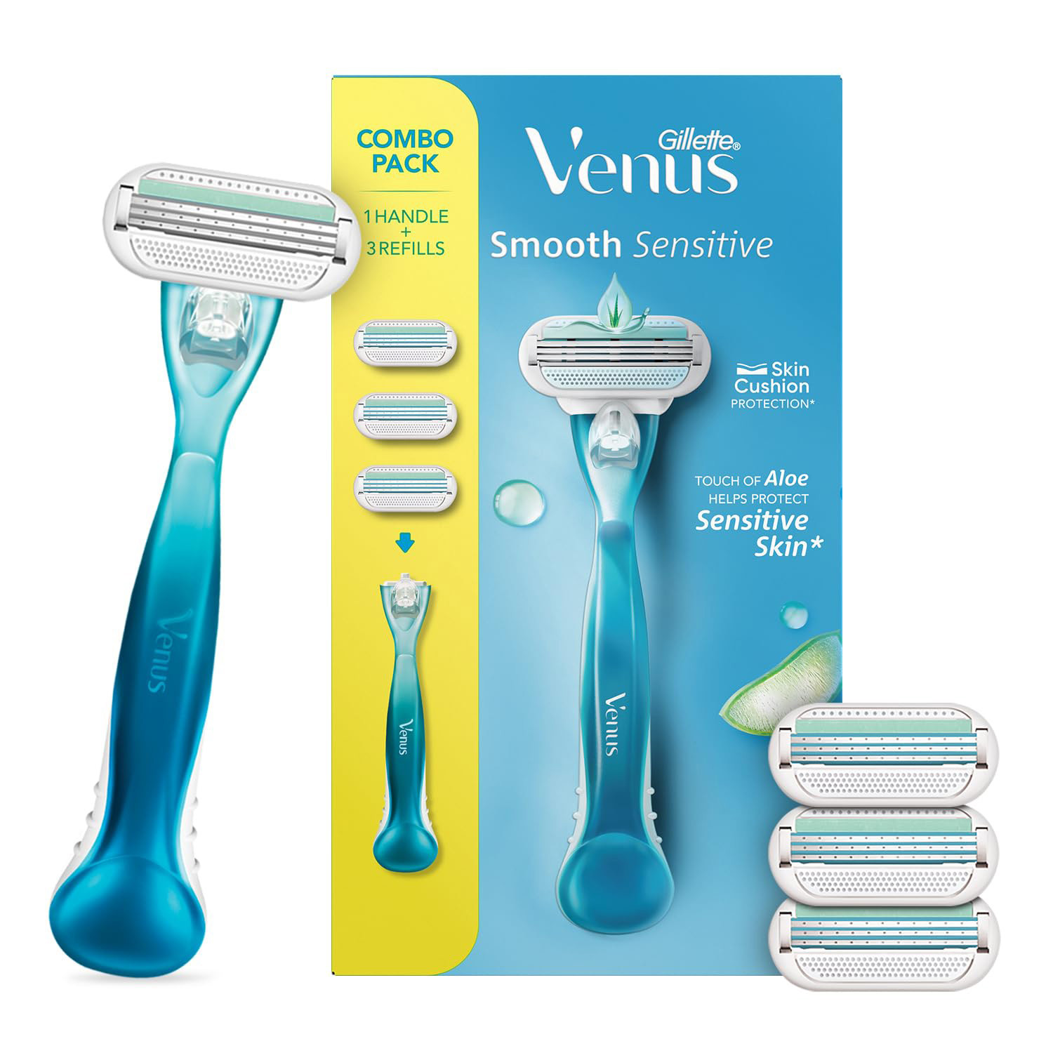 Gillette Venus Smooth Sensitive Razor 1 Handle + 3 Refills