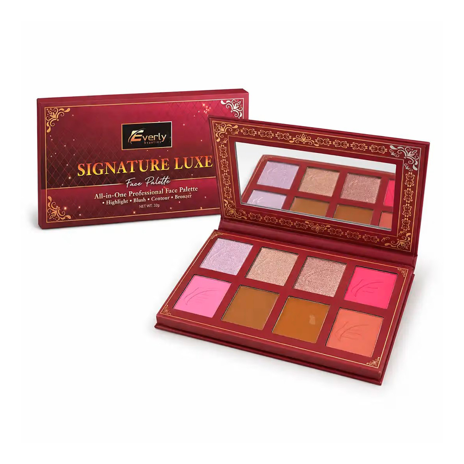 Everly Beauties Signature Luxe Face Palette - Blush, Highlighter , Contour & Bronzer