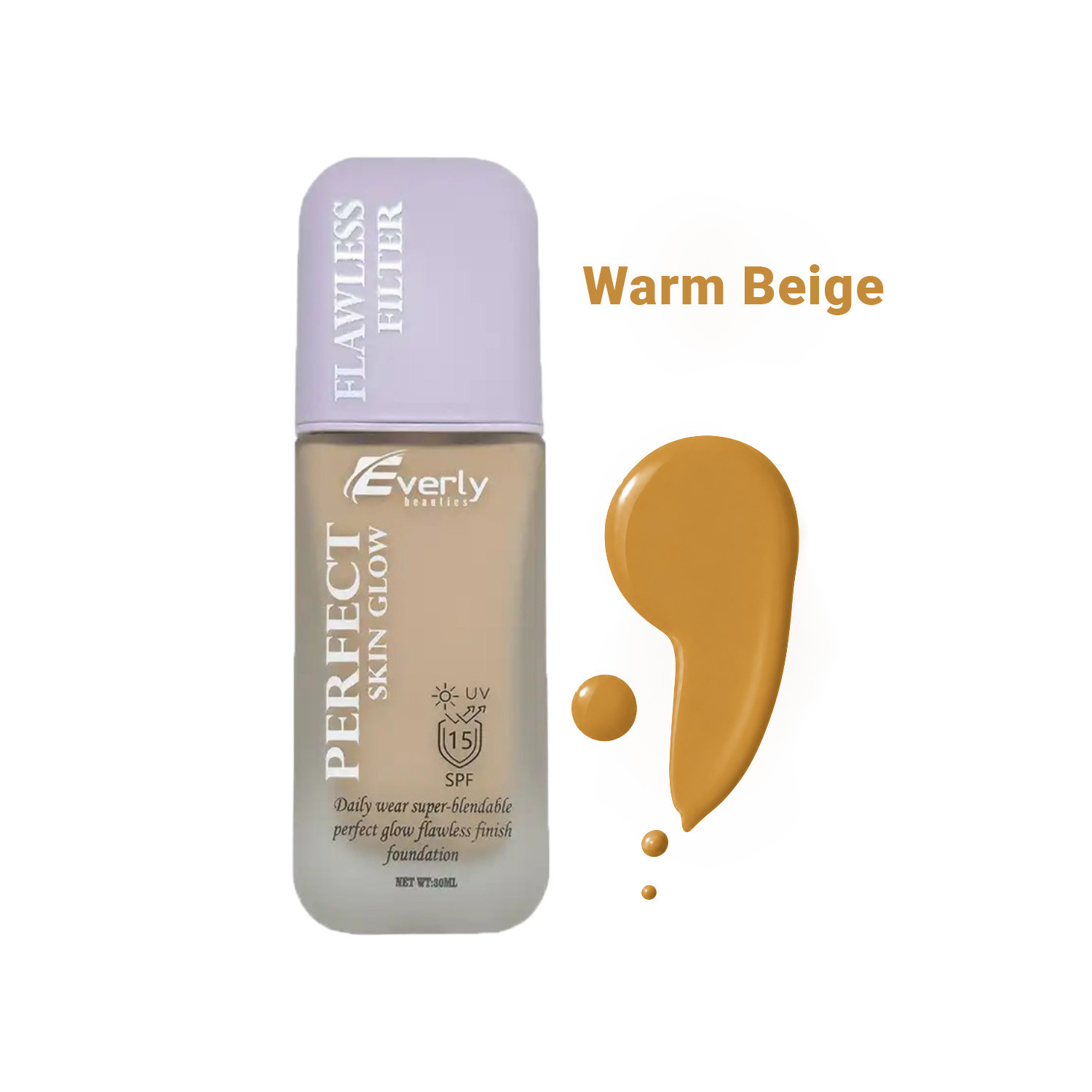 Everly Perfect Skin Glow Flawless Filter Foundation SPF15 - Warm Beige