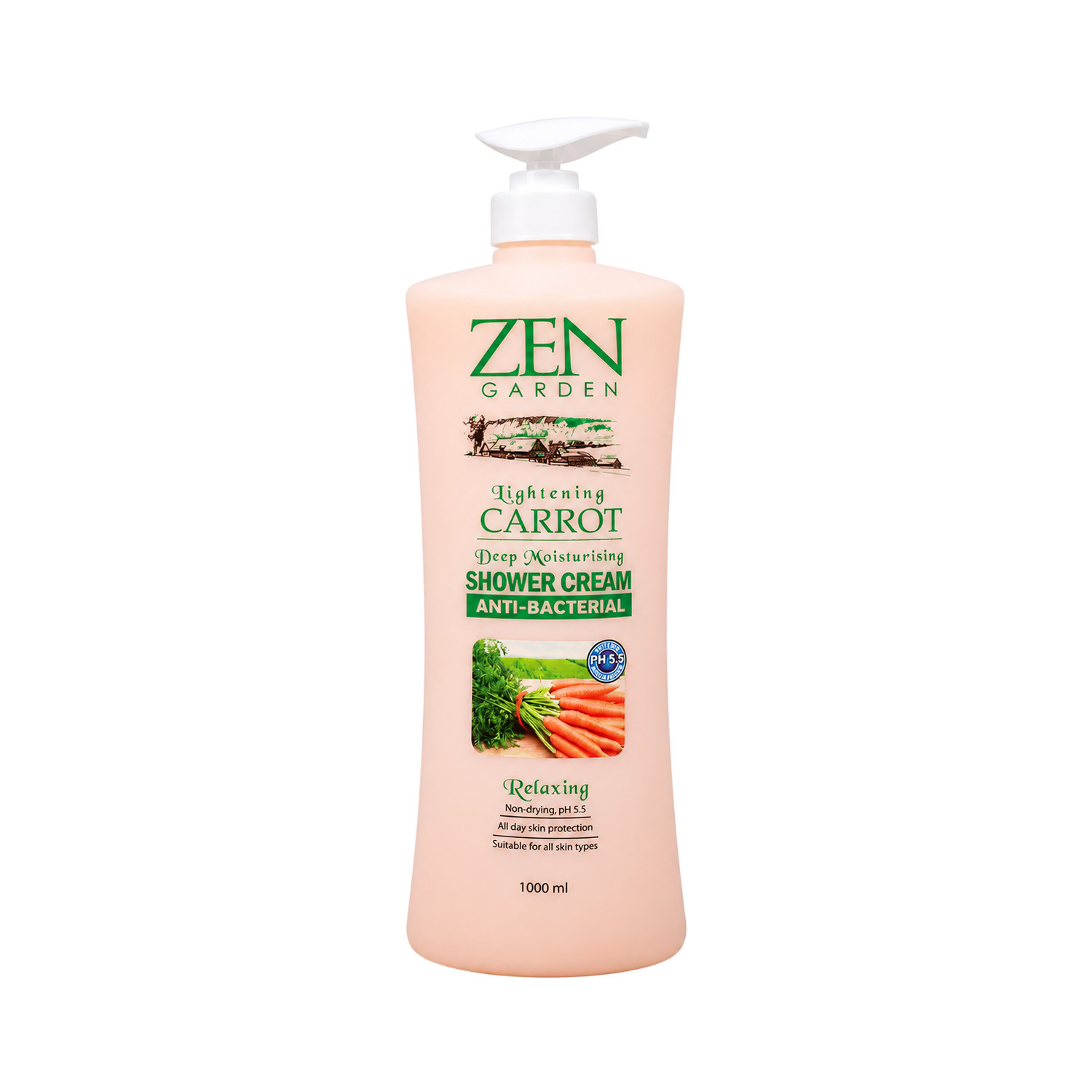 Zen Garden Lightening Carrot Deep Moisturising  Relaxing Shower Cream  1000ml
