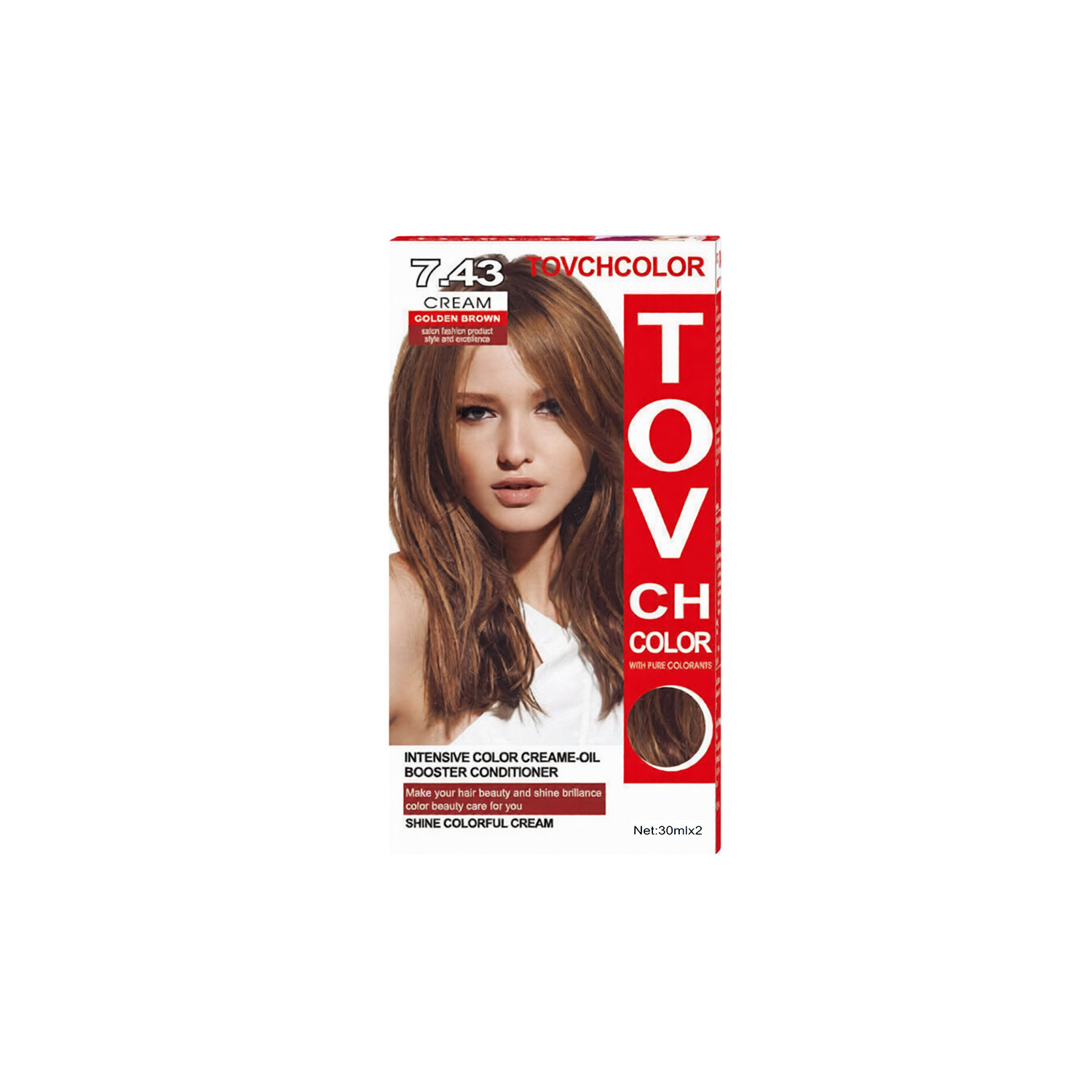 Tovch Hair color 30ml*2 - 7.43 Golden Brown