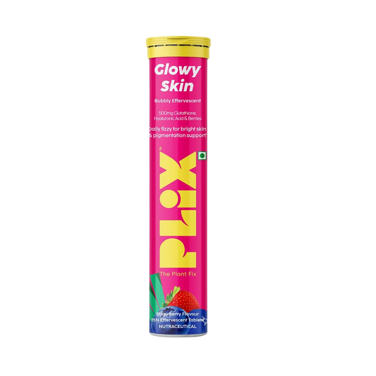 Nutraceutical Plix Glowy Skin Glutathione Strawberry Flavour 15 Effervescent Tablets