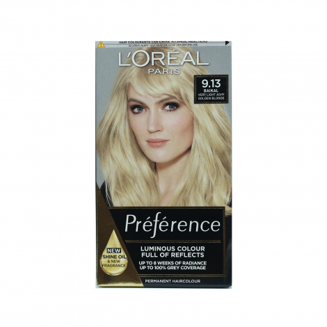 Loreal Hair Color Preference 9.13 Baikal Very Light Ashy Golden Blonde