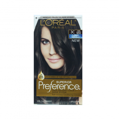 L'Oreal Paris Superior Preference Hair Color - 3C Cool Darkest Brown