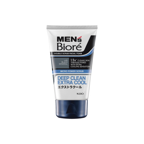 Biore Men's Deep Clean Extra Cool Double Scrub Facial Foam 100g
