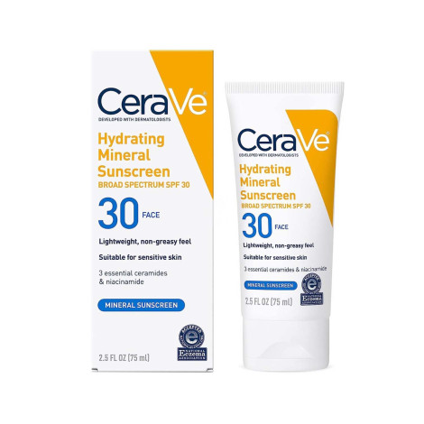 Cerave Hydrating Mineral Face Sunscreen Lotion SPF30 75ml