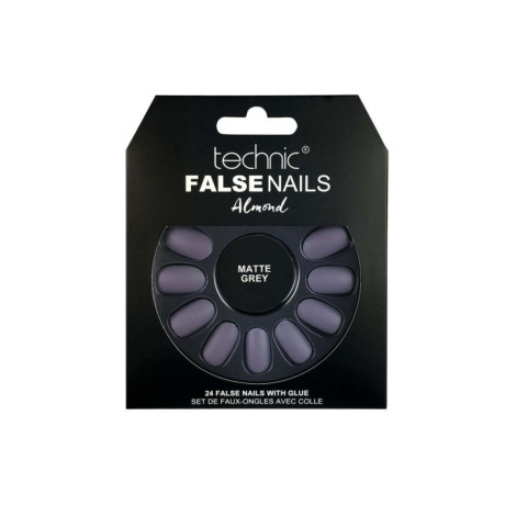 Technic 24 False Nails Almond - Matte Grey