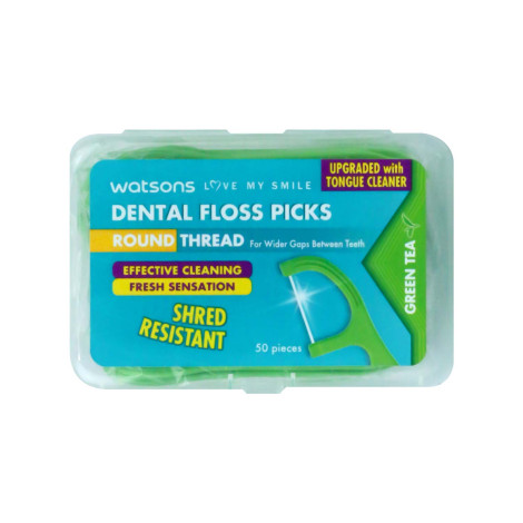 Watsons Floss Picks Round Thread Toothpick Green Tea 50pcs