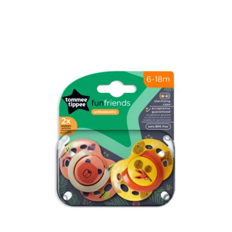 Tommee Tippee Fun Friends Orthodontic 2x Soothers 6-18M