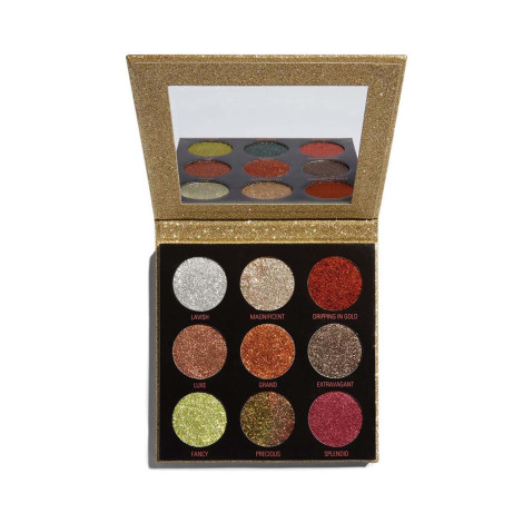 Makeup Revolution Pressed Glitter Eyeshadow Palette - Midas Touch