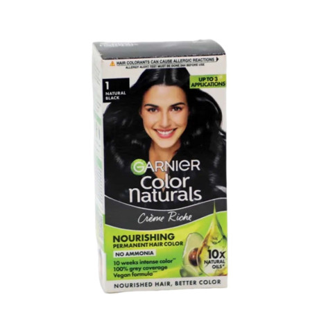 Garnier Color Naturals Creme Riche Nourishing Permanent Hair Color - 1 Natural Black 35ml+30g