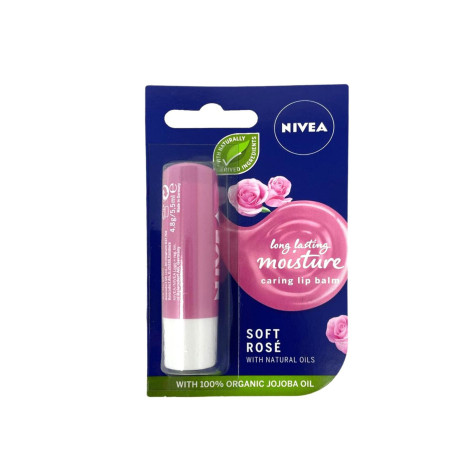 Nivea Long Lasting Moisture Caring Lip Balm - Soft Rose 5.5ml