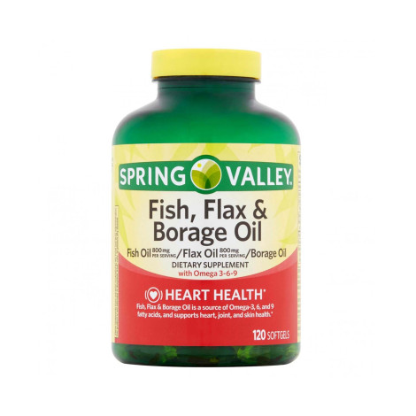Spring Valley Fish, Flax & Borage Oil with Omega 3-6-9 120 Softgels