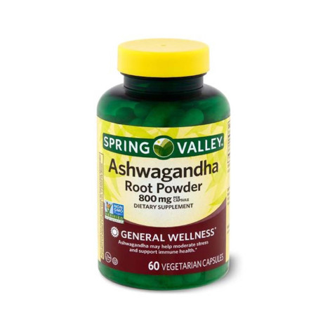 Spring Valley Ashwagandha Root Powder 800 mg 60 Vegetarian Capsules
