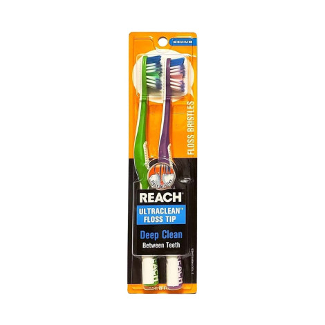 Reach Ultra Clean Floss Tip Toothbrush Medium 2 Pack