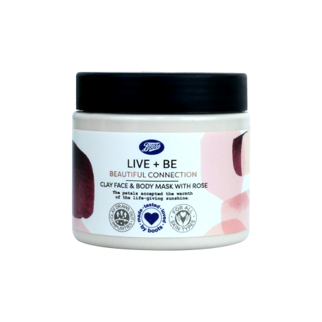 Boots Live + Be Clay Face & Body Mask With Rose 200ml