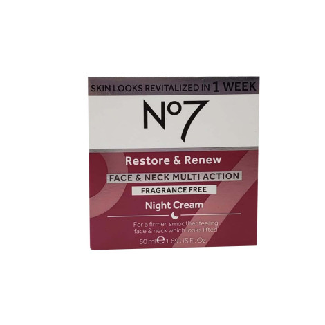 No7 Restore & Renew Multi-Action Face And Neck Fragrance Free Night Cream 50ml