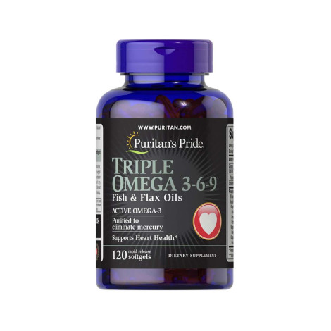Puritan's Pride Triple Omega 3-6-9 Fish & Flax Oils-120 Softgels (USA)