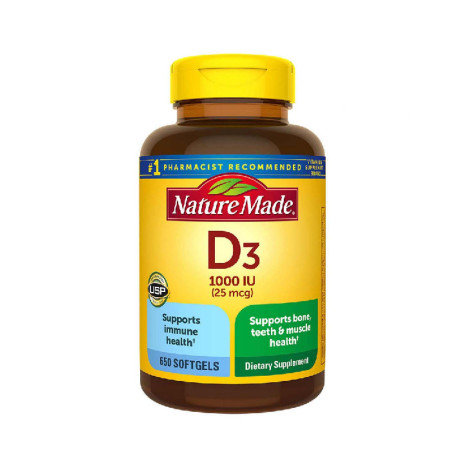 Nature Made Vitamin D3 25 mcg 1000iu 650 Softgels (USA)