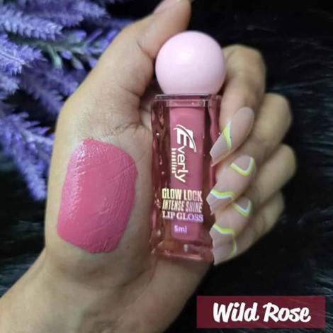 Everly Beauties Glow Lock Intense Shine Lip Gloss - Wildrose