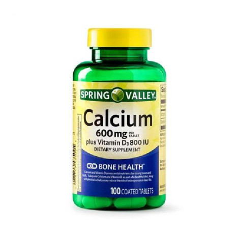 Spring Valley Calcium plus Vitamin D Coated 600mg 100 Tablets