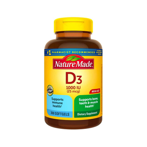 Nature Made Vitamin D3 1000 IU (25 mcg) 300 Softgels (USA)