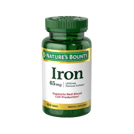 Nature’s Bounty Iron 65 Mg (325 mg Ferrous Sulfate) 100 Tablets
