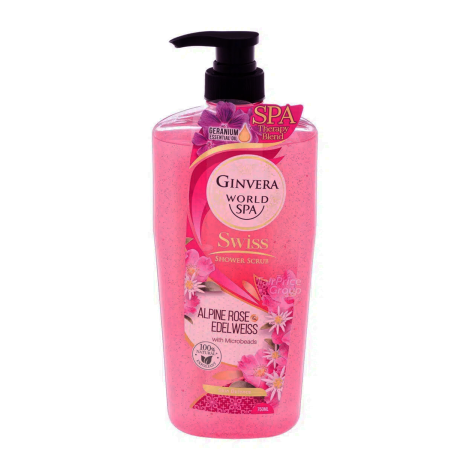 Ginvera World Spa Swiss Alpine Rose Edelweiss Shower Scrub 750ml