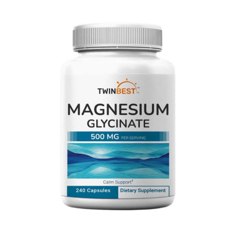 TwinBest Magnesium Glycinate 500mg – 240 Capsules