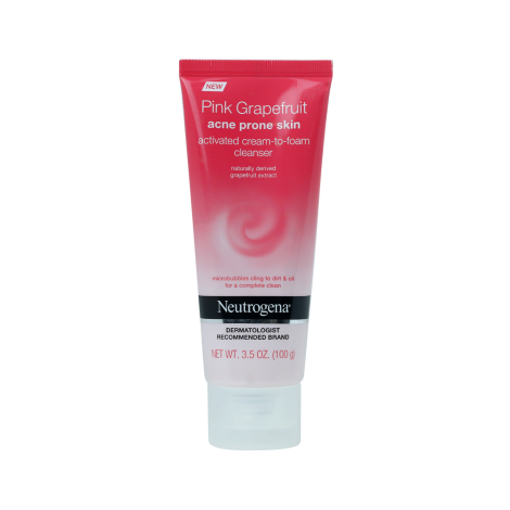 Neutrogena Pink Grapefruit Activated Cream-to-Foam Acne Facial Cleanser 100g