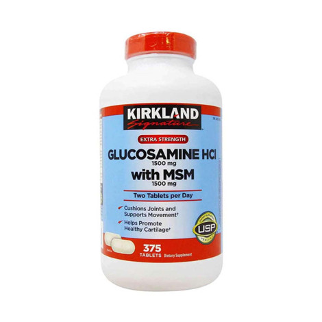 Kirkland Signature Extra Strength Glucosamine HCI 1500mg, With MSM 1500mg – 375 Tablets
