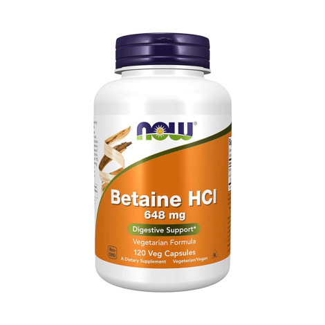 NOW Betaine HCl 648 mg – 120 Veg Capsules