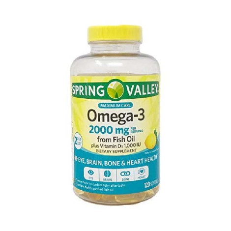 Spring Valley Omega-3 2000mg From Fish Oil Lemon Flavor 120 Softgels