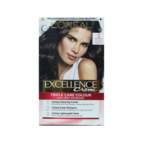 L'Oreal Excellence Creme Triple Care Colour - 3 Natural Darkest Brown