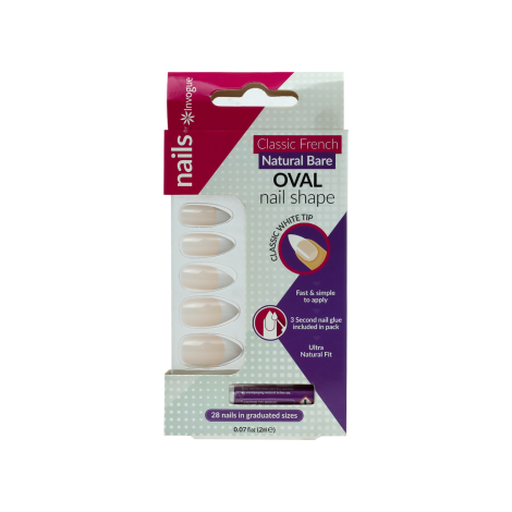 Invogue False Nails - French Bare Oval Nail Style 28 pices